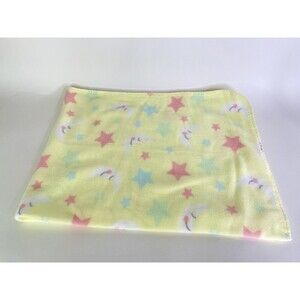 Circo Target Yellow Moon Stars Fleece Baby Blanket Green Blue Pink White